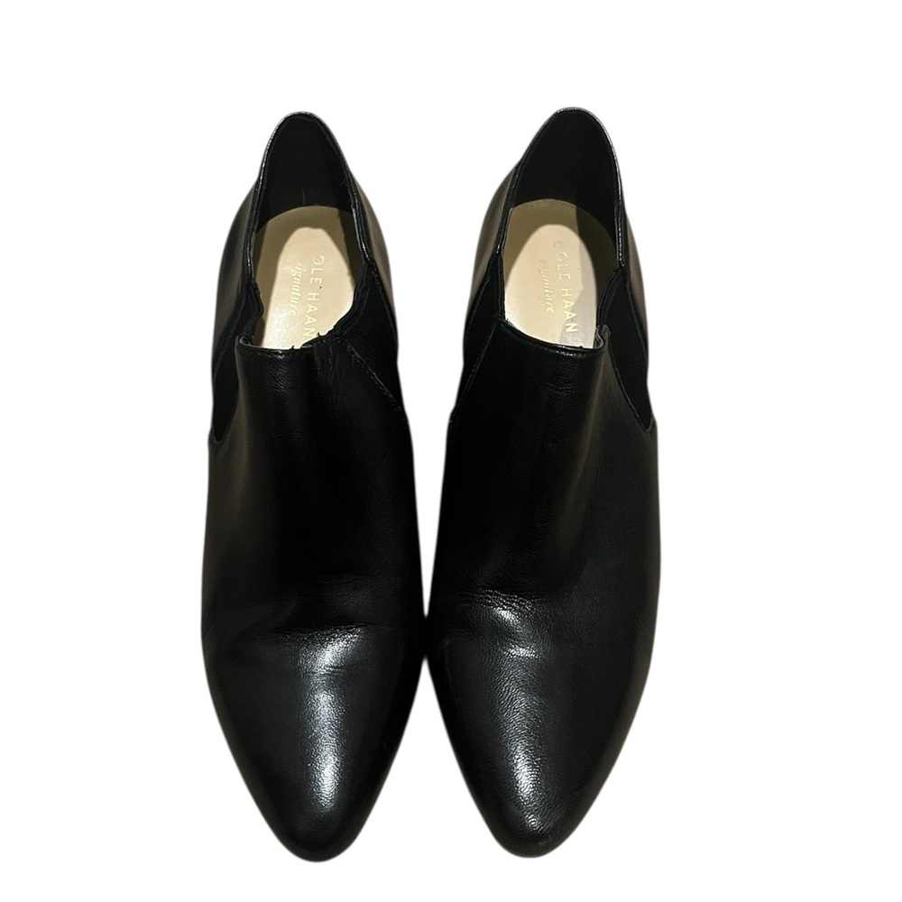 Cole Haan Black Leather Pointed toe Kitten Heels Booties size 8.5